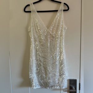 White Sequin Sleeveless Mini Dress NWT